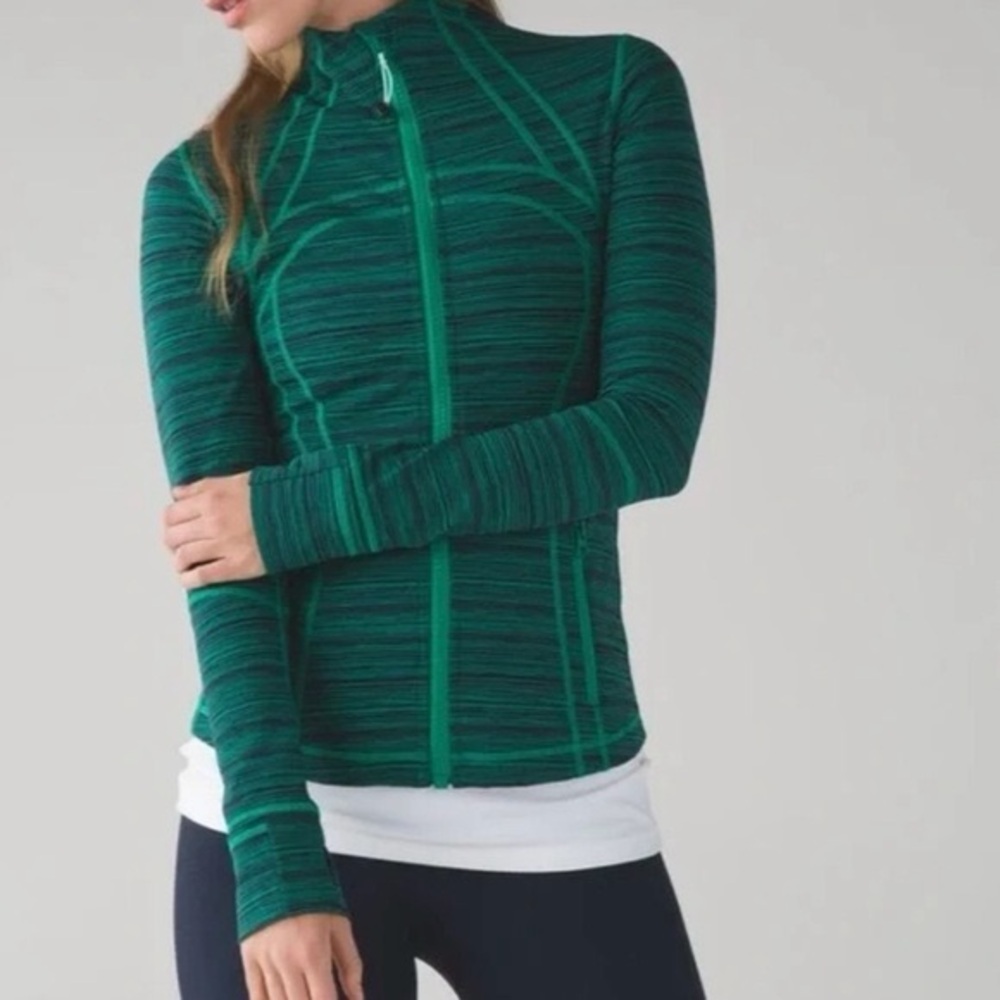 Lululemon Define Jacket in Cyber Jungle Hero Blue Green Striped Colorway Size 10
